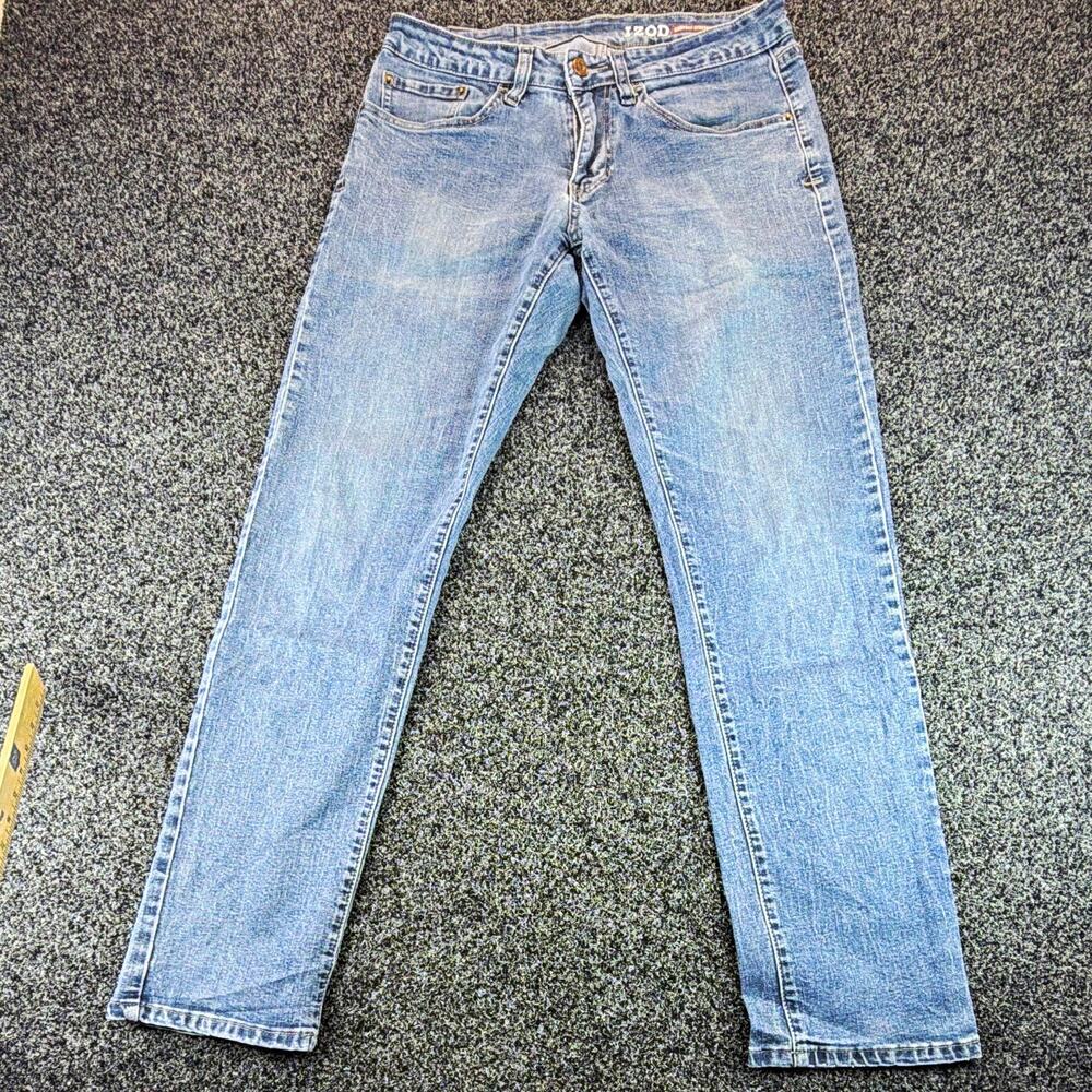 IZOD Men’s Slim Fit Straight Leg Light Wash Blue Stretch Denim Jeans Mid Rise